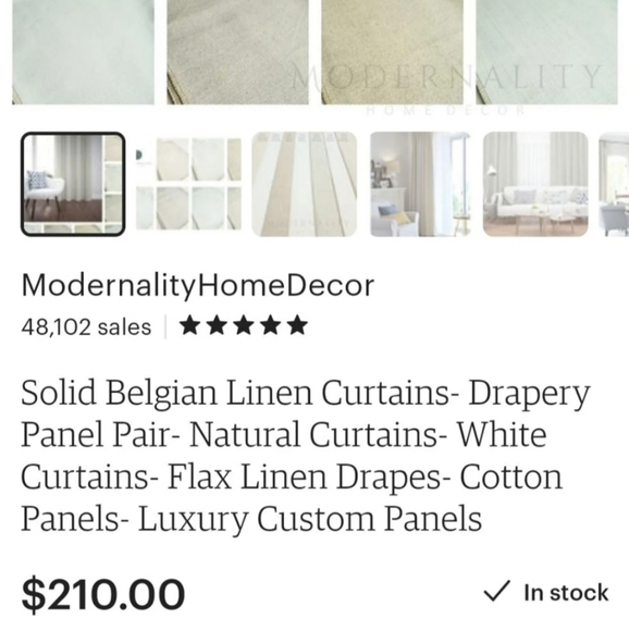 NEW Pair Flax Linen Natural Drapes & Grommets 50 x 84 Etsy Modernality Home - Picture 7 of 9